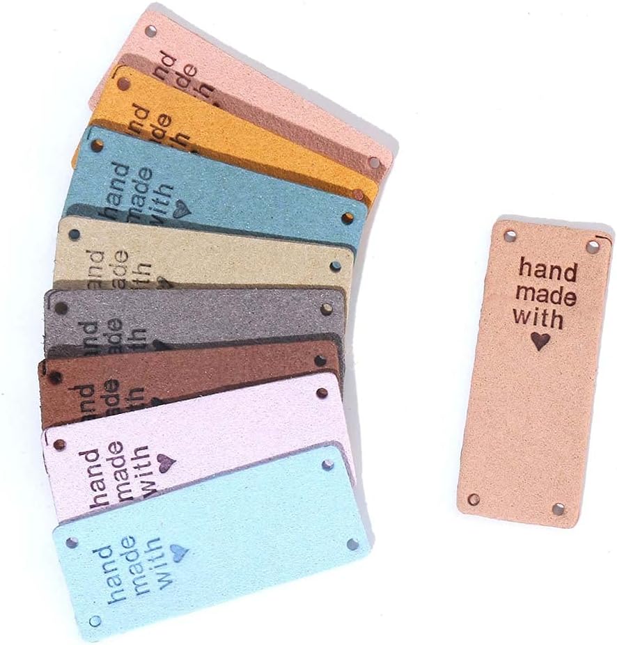 30 Uds. Etiqueta de piel sintética hecha a mano, adorno de etiqueta en relieve de punto, accesorios de bricolaje para jeans, bolsas, zapatos,