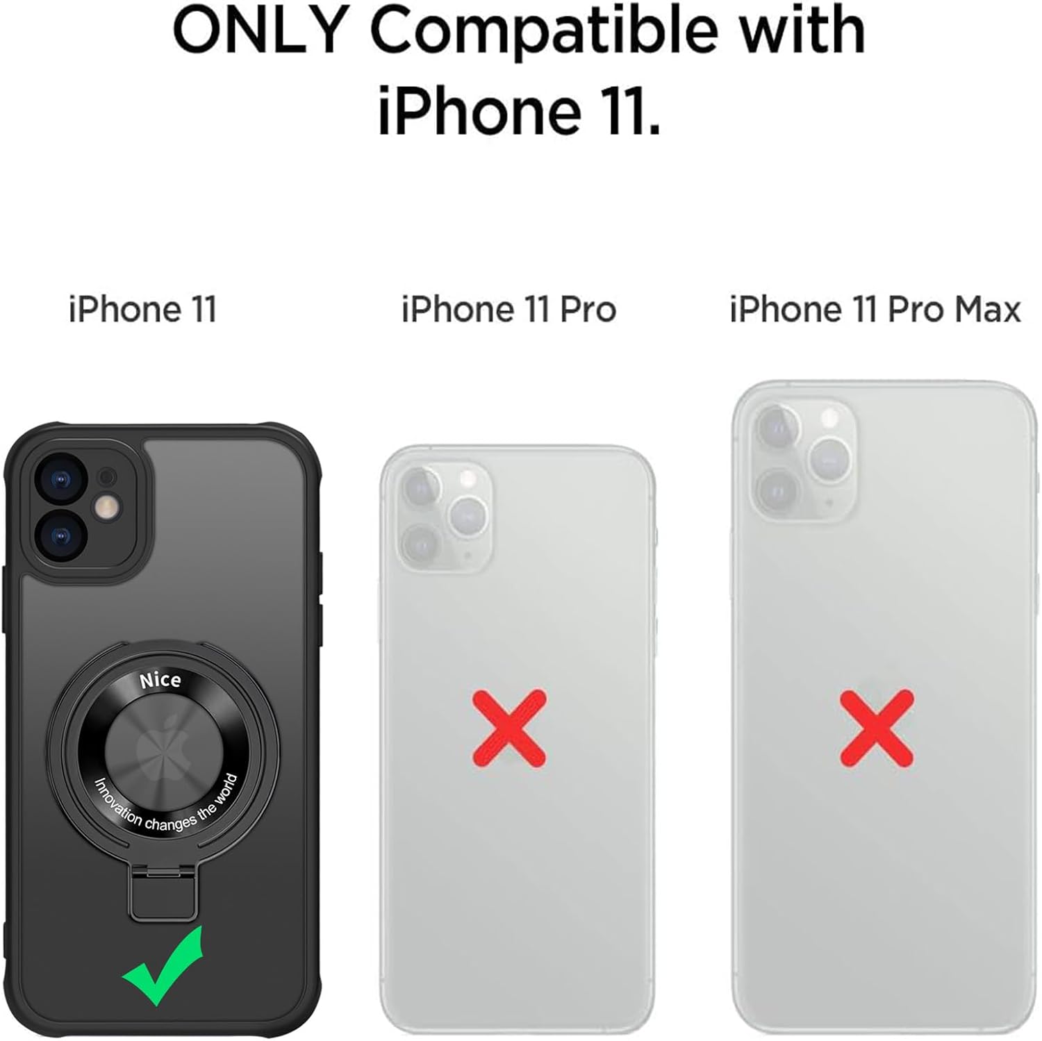 GROZHJAL Funda con soporte para iPhone 11, compatible con MagSafe, antiamarilleo, magnético, delgado, translúcido, mate, parte trasera de silicona,