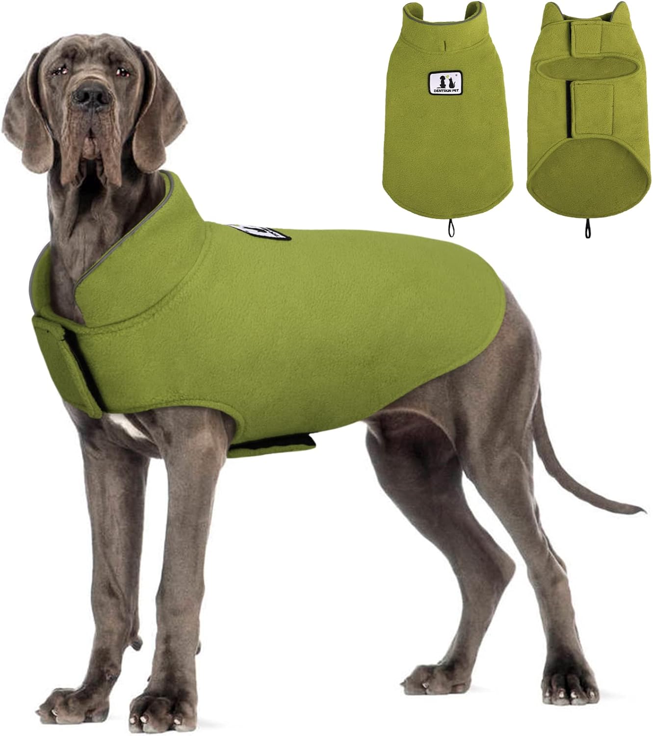 DENTRUN – Abrigo de forro polar para perros en invierno resistente al viento chaqueta reflectante para mascota chaleco para perro para razas de