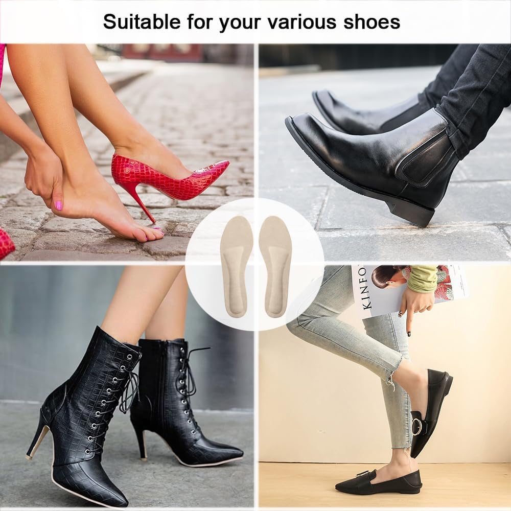 2 pares de inserciones de tacón alto para mujer, plantillas adhesivas de piel de cerdo para aliviar el dolor, plantillas invisibles para zapatos