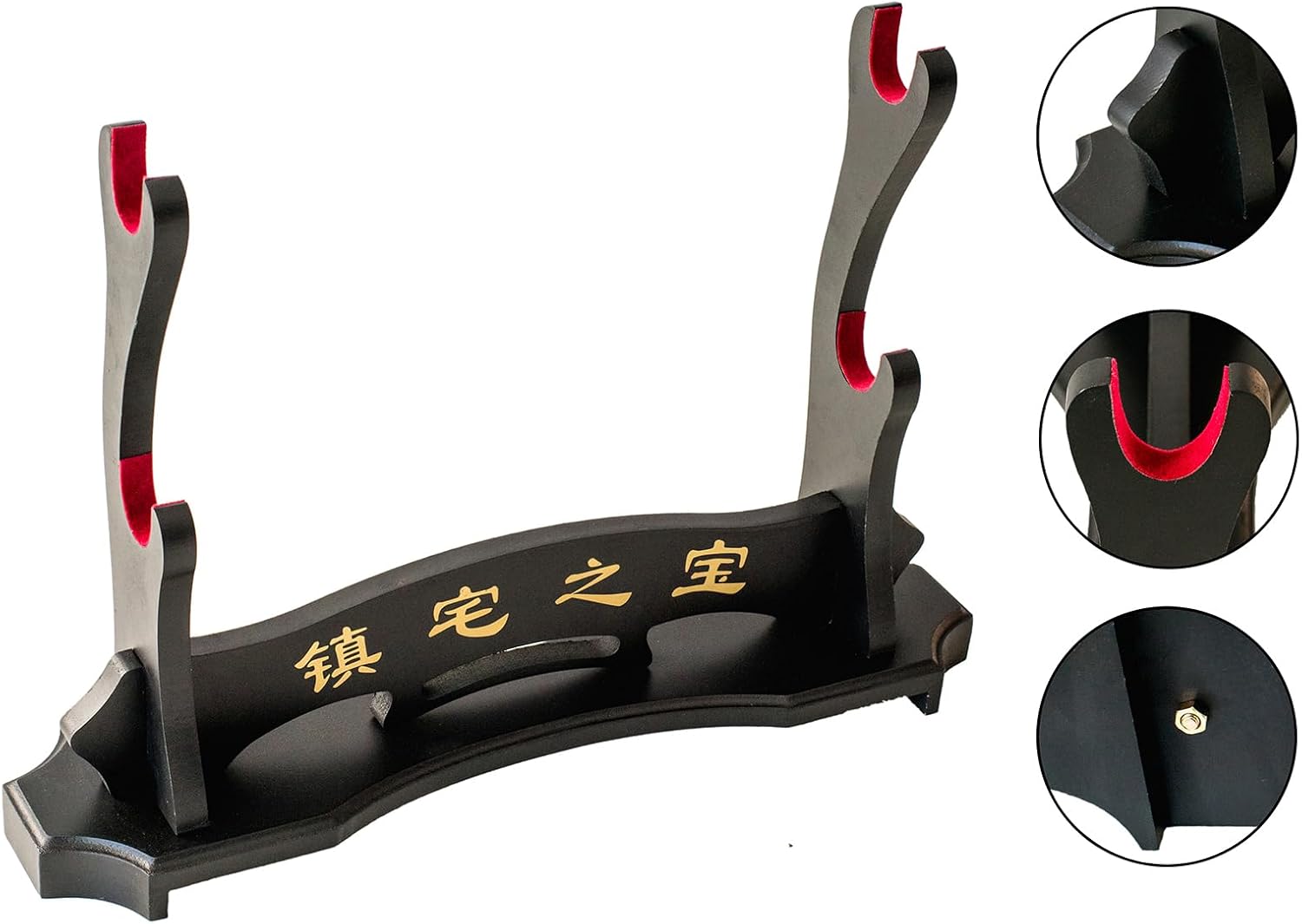 FOXSMZZ Soporte para espada samurái, soporte para espada Katana Wakizashi Tanto de terciopelo acolchado para colgar en la pared, estante para