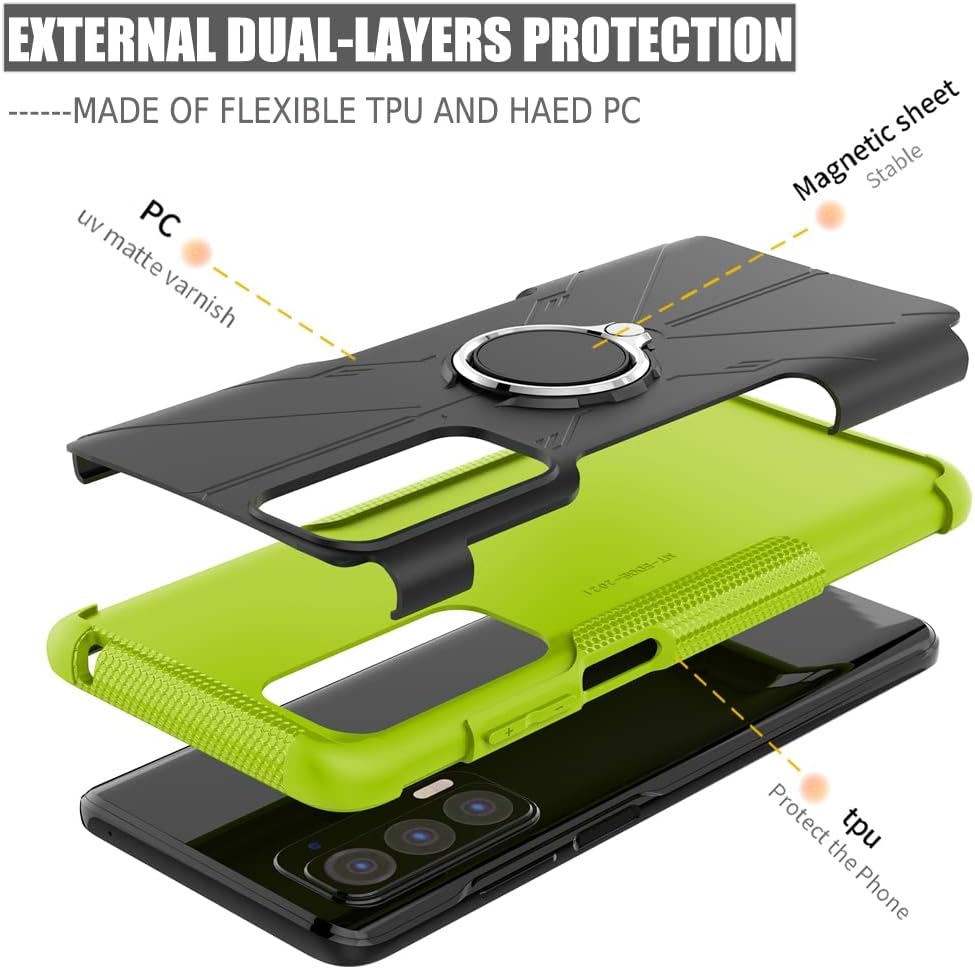 Funda compatible con Moto Edge 2021, Moto Edge 5G UW con protector de pantalla de vidrio templado, soporte magnético con soporte magnético para