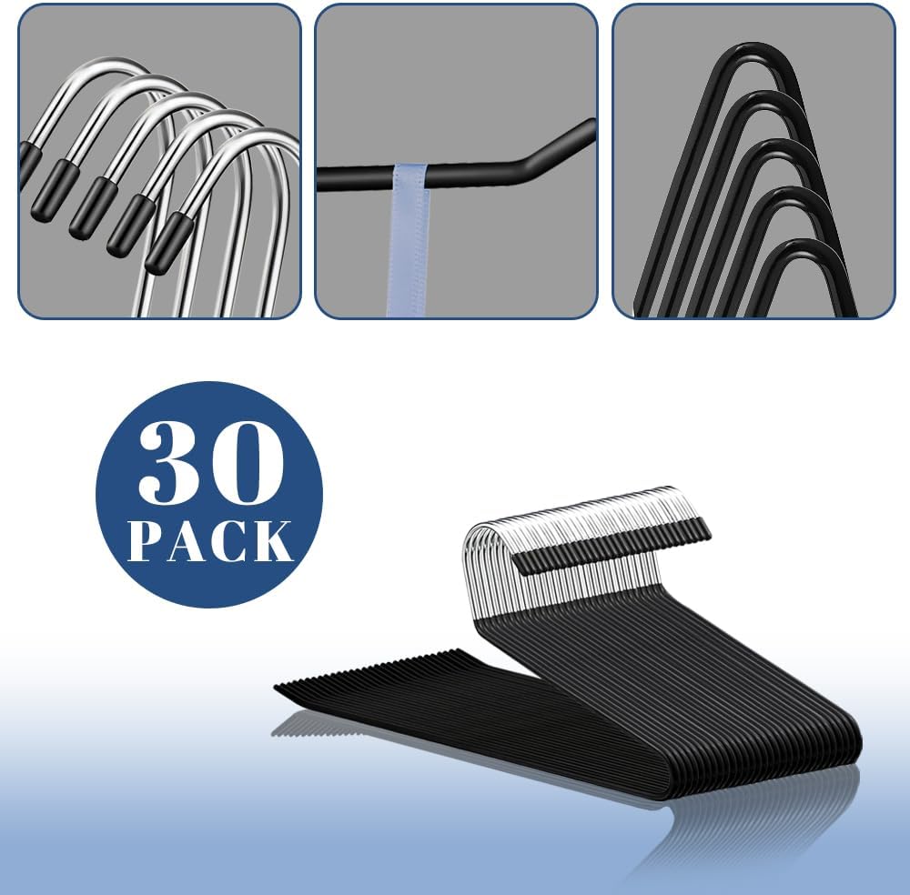 Cezoyx Paquete de 30 perchas para pantalones con extremos abiertos, perchas antideslizantes para clóset multifuncionales para pantalones, jeans,
