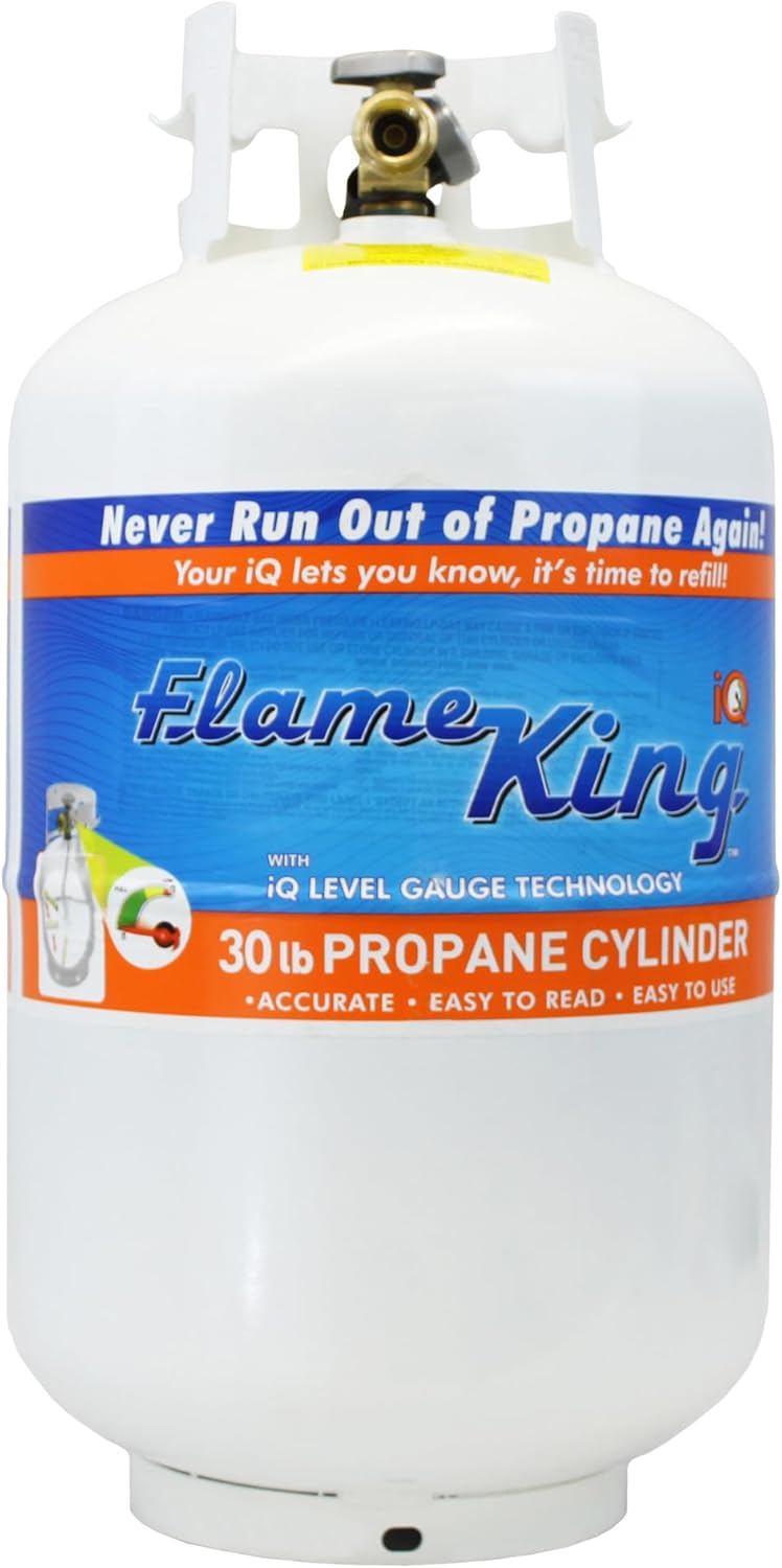Flame King YSN330 – Cilindro de tanque de propano de acero de 30 libras con medidor y válvula OPD para parrillas y barbacoas, campamento, pesca y