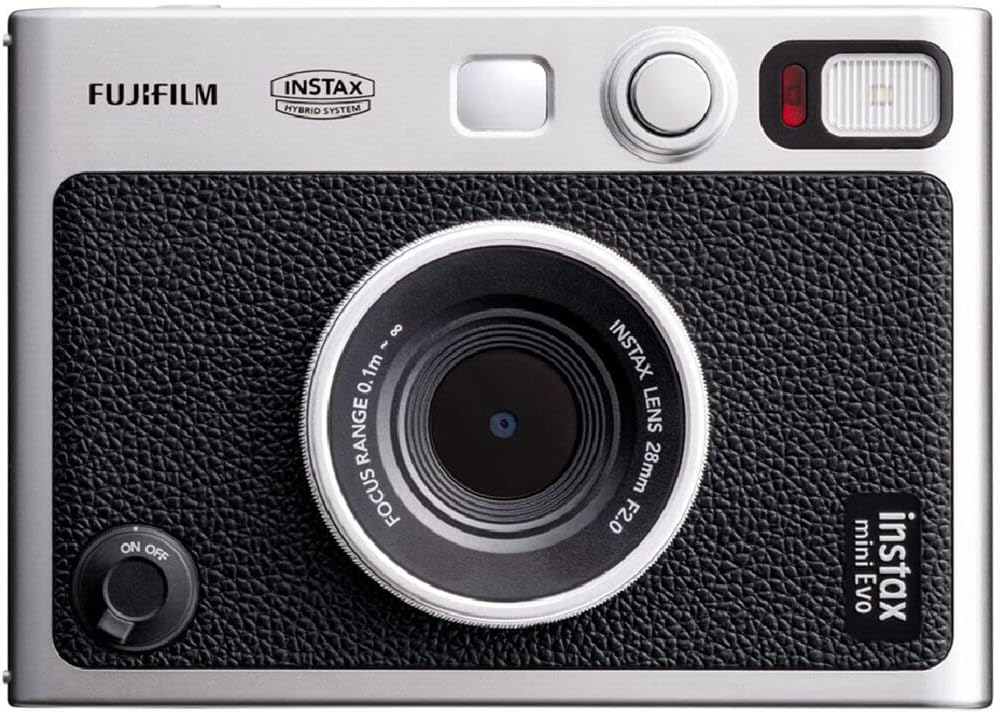 Fujifilm INSTAX Mini EVO Hybrid Instant Camera (negro) Bundle, incluye 60 mini película INSTAX (60 exposiciones), tarjeta de memoria SanDisk 32GB