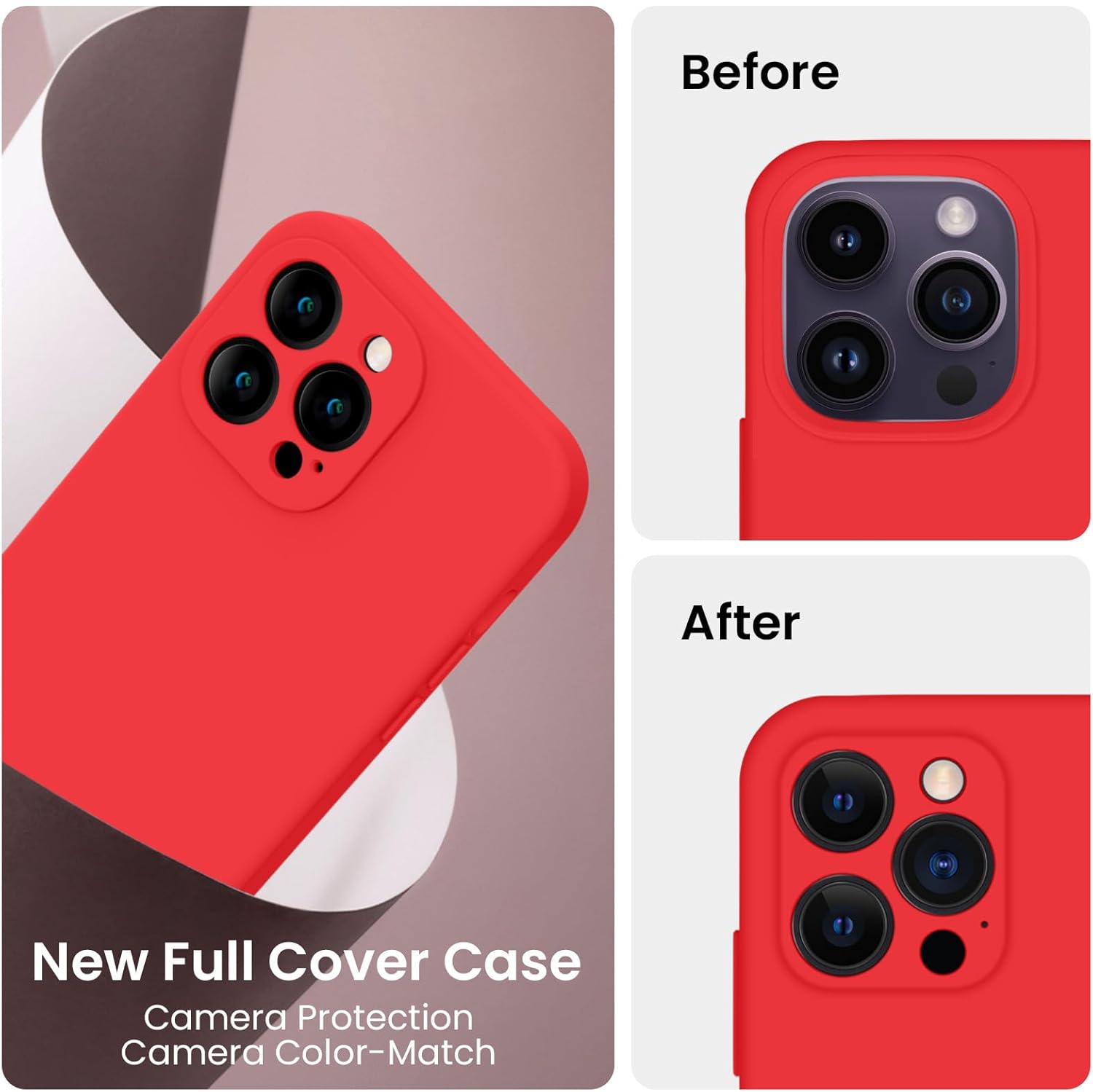 FireNova Funda para iPhone 14 Pro Max, funda de silicona mejorada protección de cámara para iPhone 14 ProMax con 2 protectores de pantalla, forro