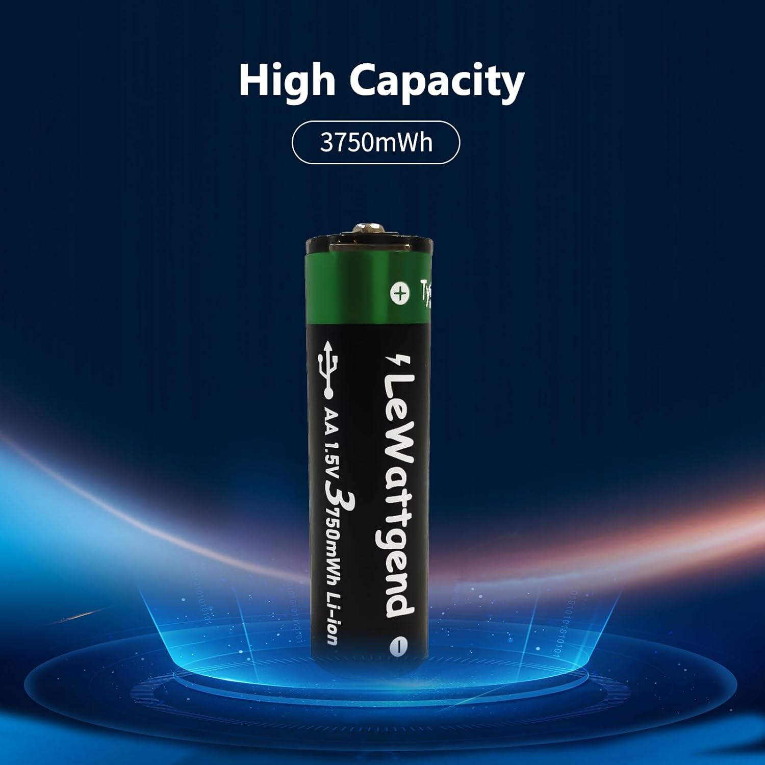 Baterías de litio AA recargables de 1.5 V, batería AA de larga duración de 3750 mWh con salida de cable USB-C 4 en 1, baterías AA para juguetes de