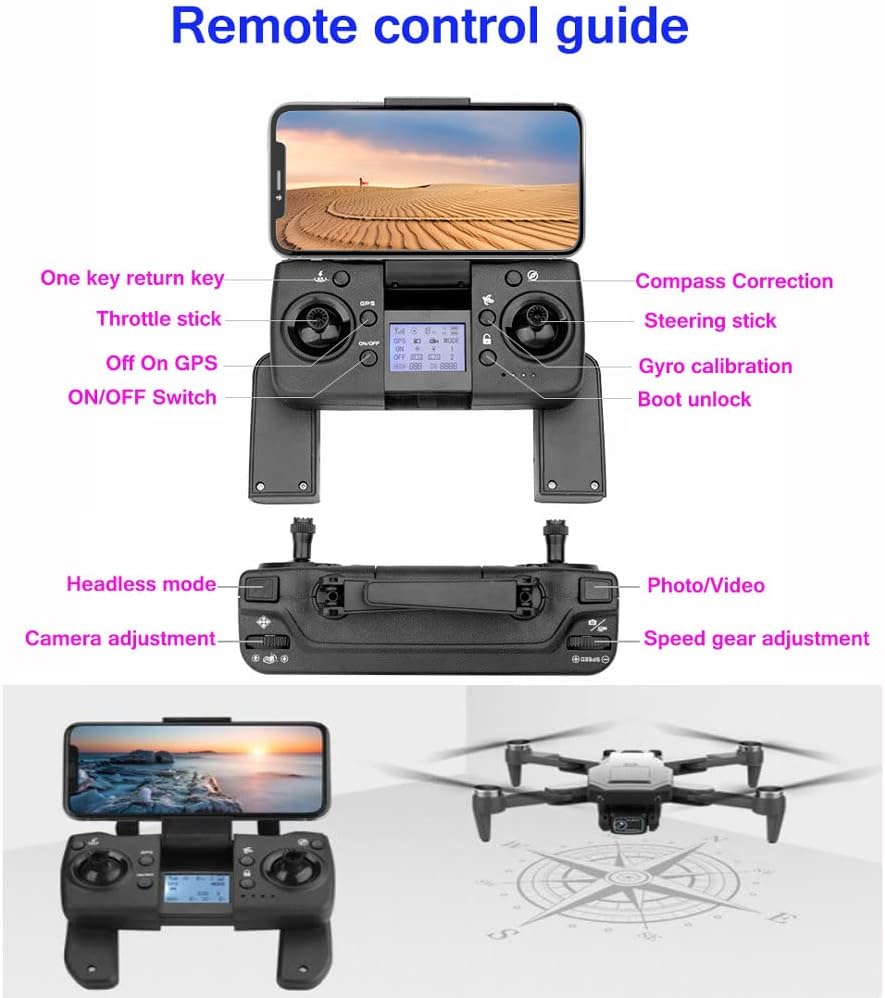 CRAVOURY Doble UAV 5G Motor sin escobillas GPS Drone con posicionamiento de flujo óptico HD 4k Cámara dual Fotografía aérea Ajuste eléctrico Retorno