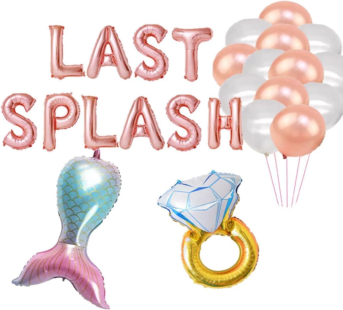 Globos de oro rosa de 18 pulgadas, decoración de despedida de soltera, fiesta de natación de novia para mujeres, fiesta temática de sirena para