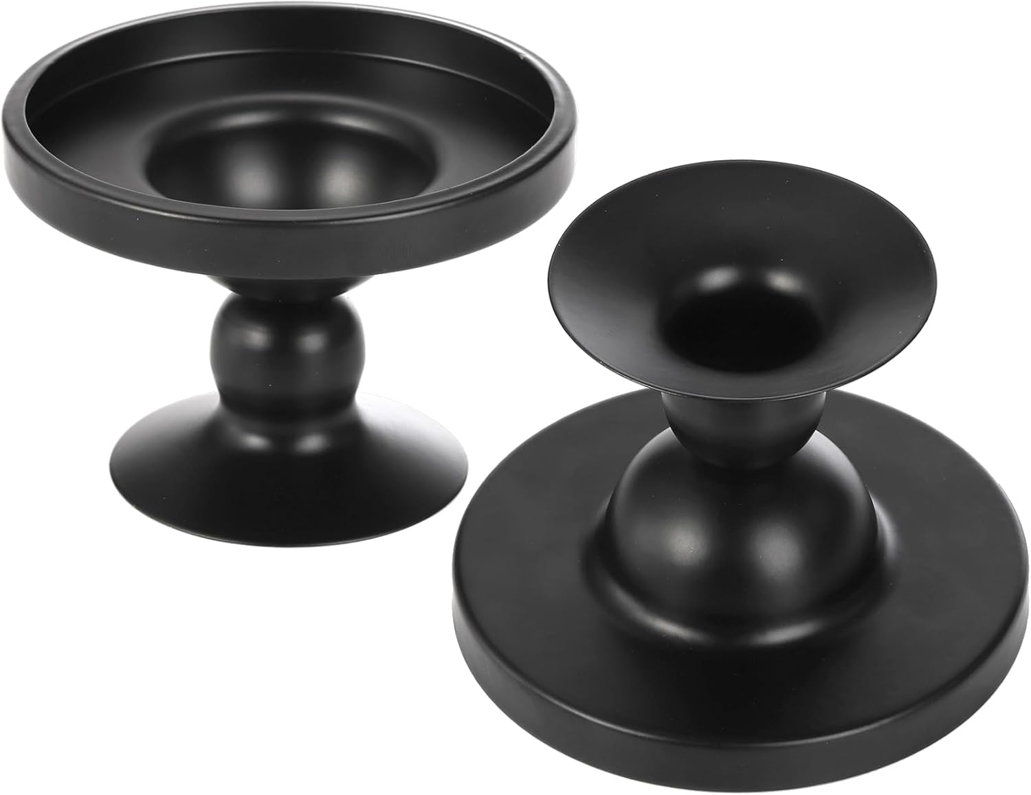 Foraineam Paquete de 4 portavelas de metal, portavelas negros para velas de pilar cónico, portavelas cónico corto de hierro, soporte de vela para