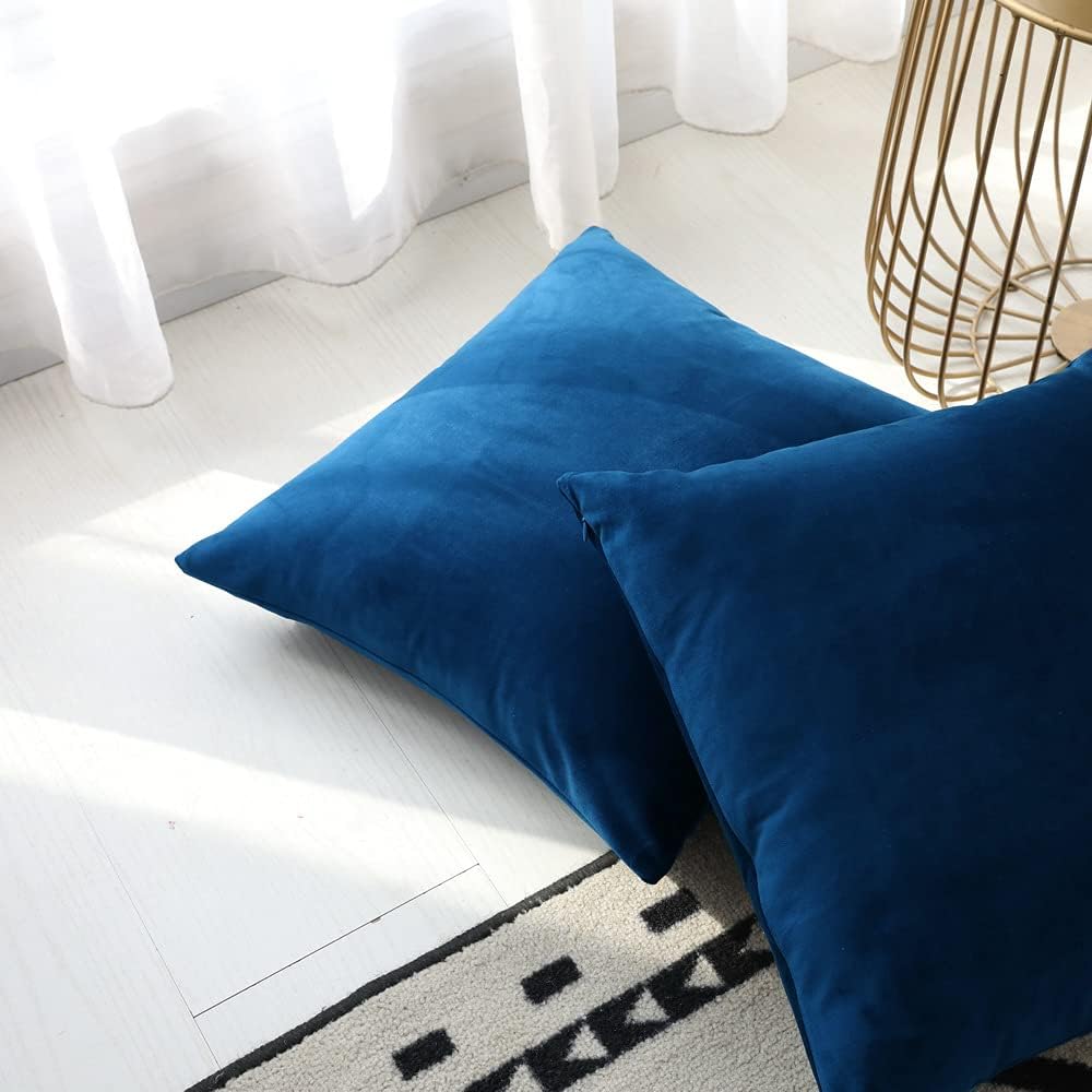 Juego de 2 cómodas fundas de almohada para ropa de cama, fundas decorativas para sofá y sillón, terciopelo sólido suave con cremallera oculta, 18 x