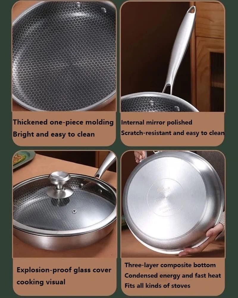 Olla de cocina de acero inoxidable 316, sartenes de grado profesional para cocinar, sartén antiadherente física grabada con láser, sartén