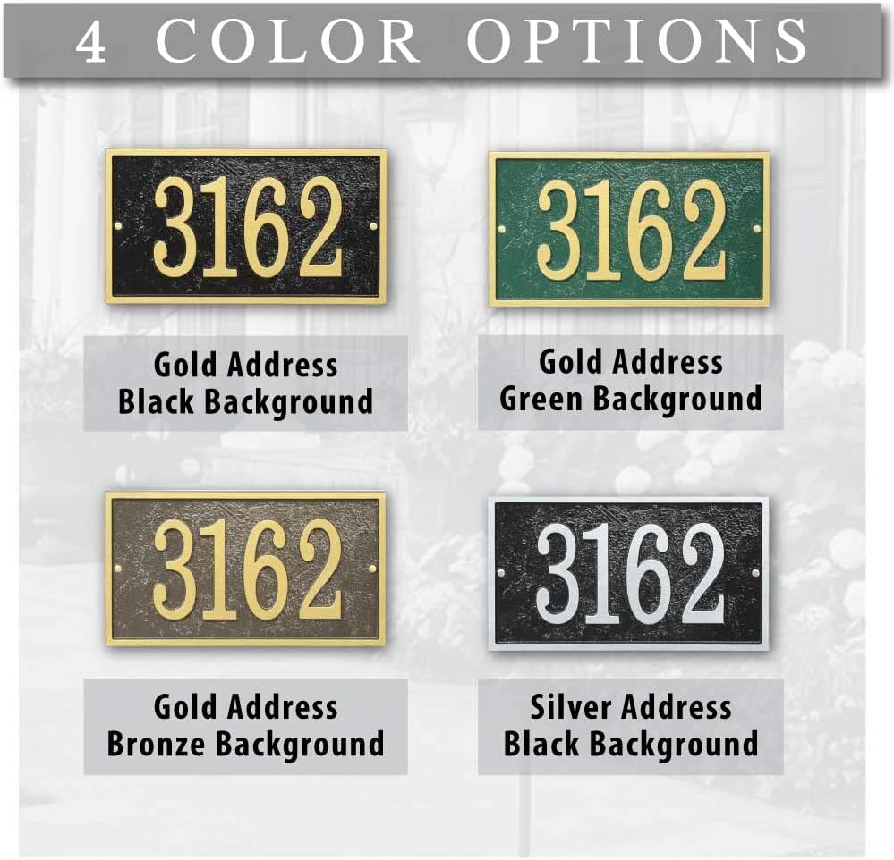 Metal Address plaque, placa de dirección rectangular personalizada, de metal fundido. Cuatro colores disponibles! placa con número de la casa.