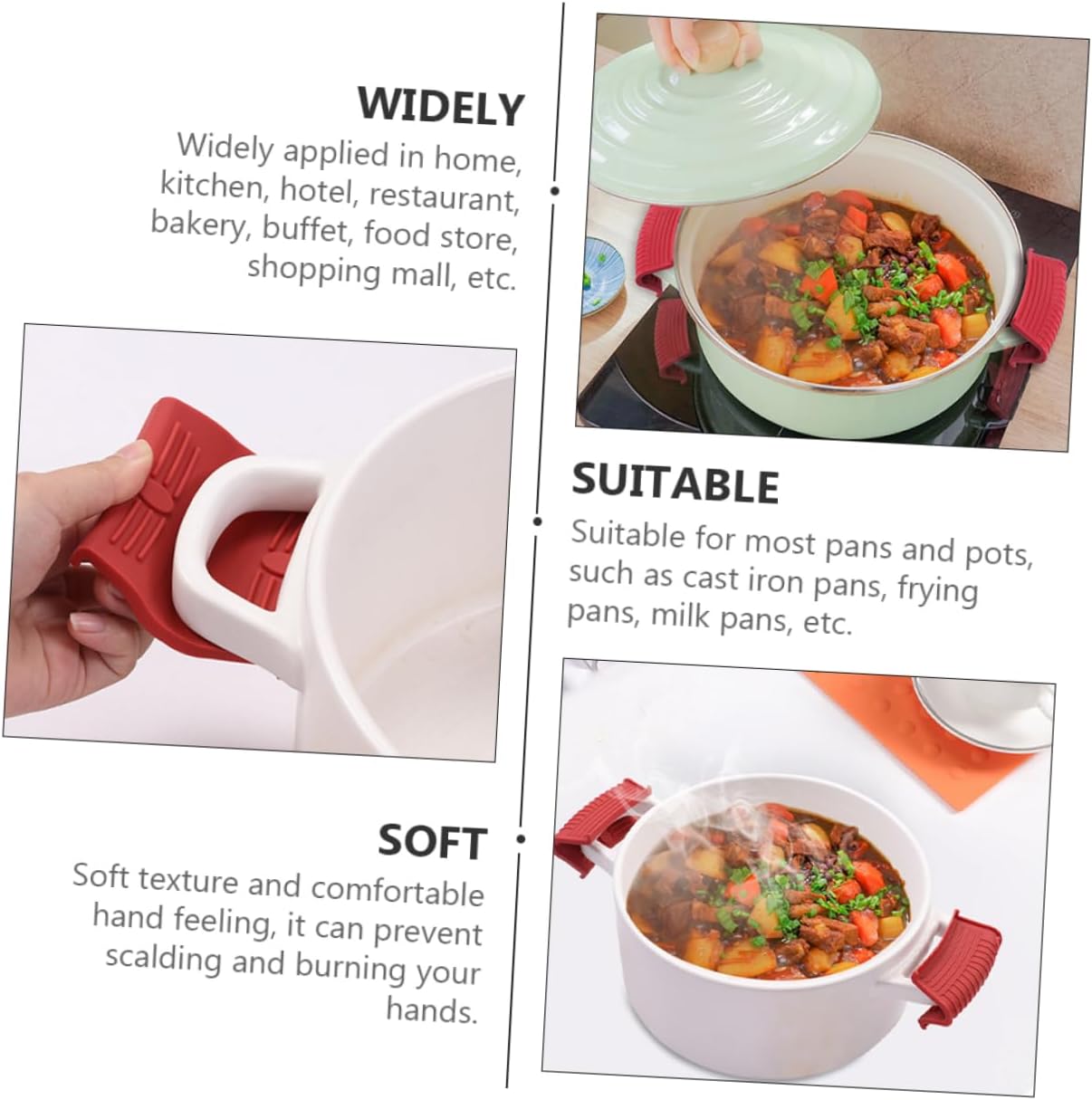 2 pares de fundas aislantes para ollas, funda de silicona para ollas calientes, soporte para mango de sartén caliente, guantes de horno con