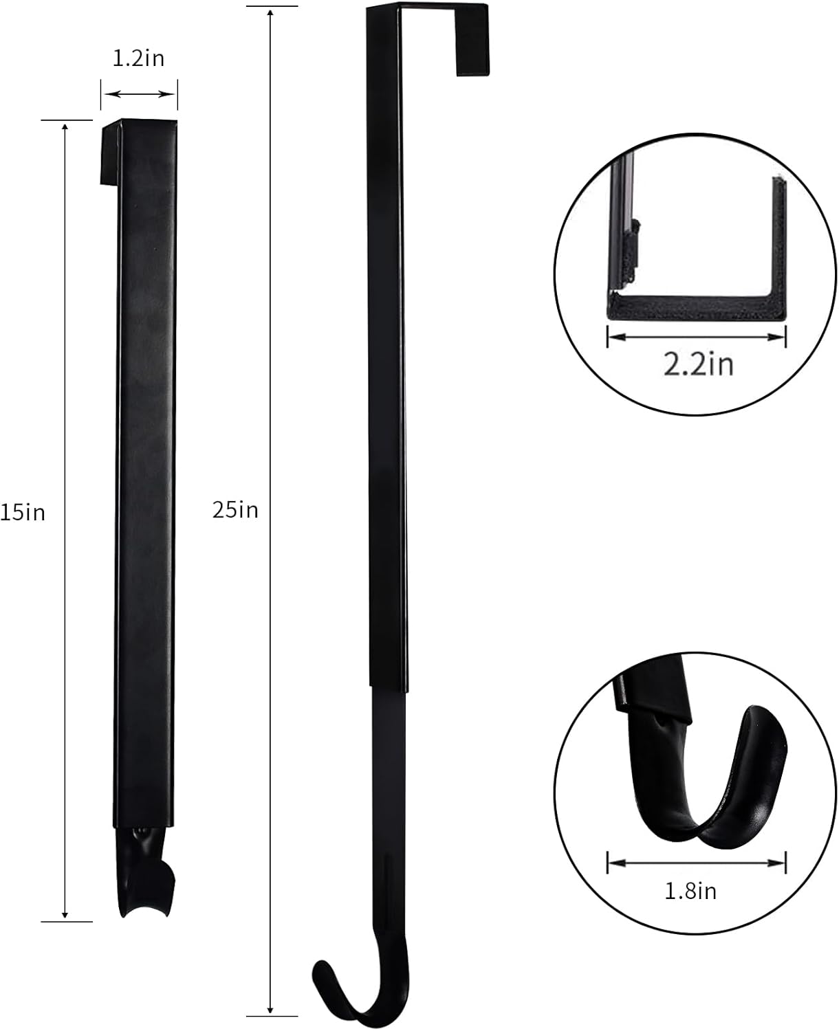 styleonme Ganchos para corona, 2 ganchos telescópicos de 15 a 25 pulgadas, colgador de corona de Pascua de Halloween, Navidad, gancho de corona