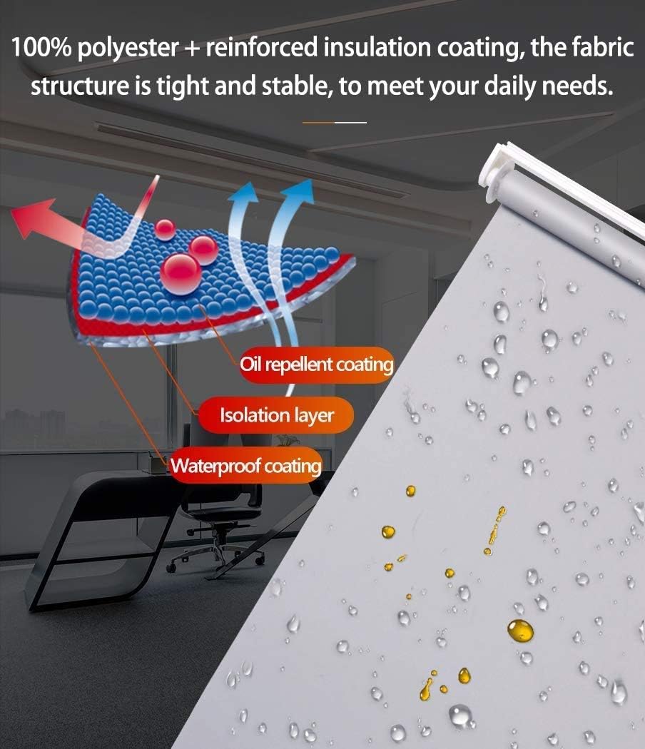 LUCKUP Persianas enrollables 100% opacas impermeables, con aislamiento térmico, protección UV para dormitorios, sala de estar, baño, oficina, fácil