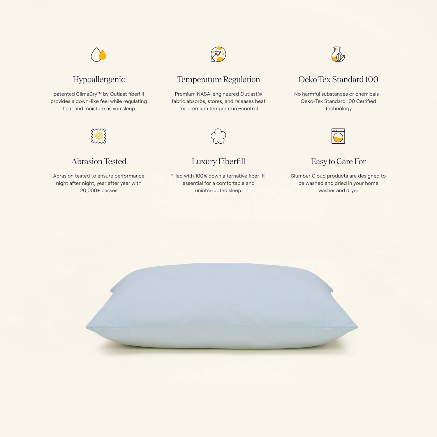 SLUMBER CLOUD UltraCool Pillow – Tecnología de regulación de temperatura de la NASA – Almohada de enfriamiento alternativa de plumón estándar