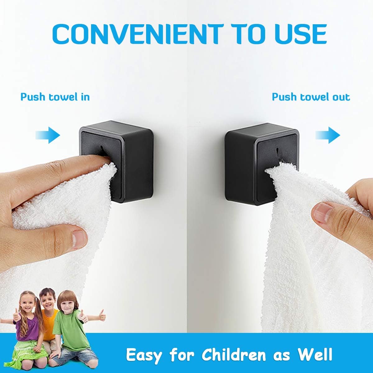 Paquete de 3 ganchos para toallas de cocina, soportes autoadhesivos para toallas de cocina, ganchos para toallas de mano para niños montados en la