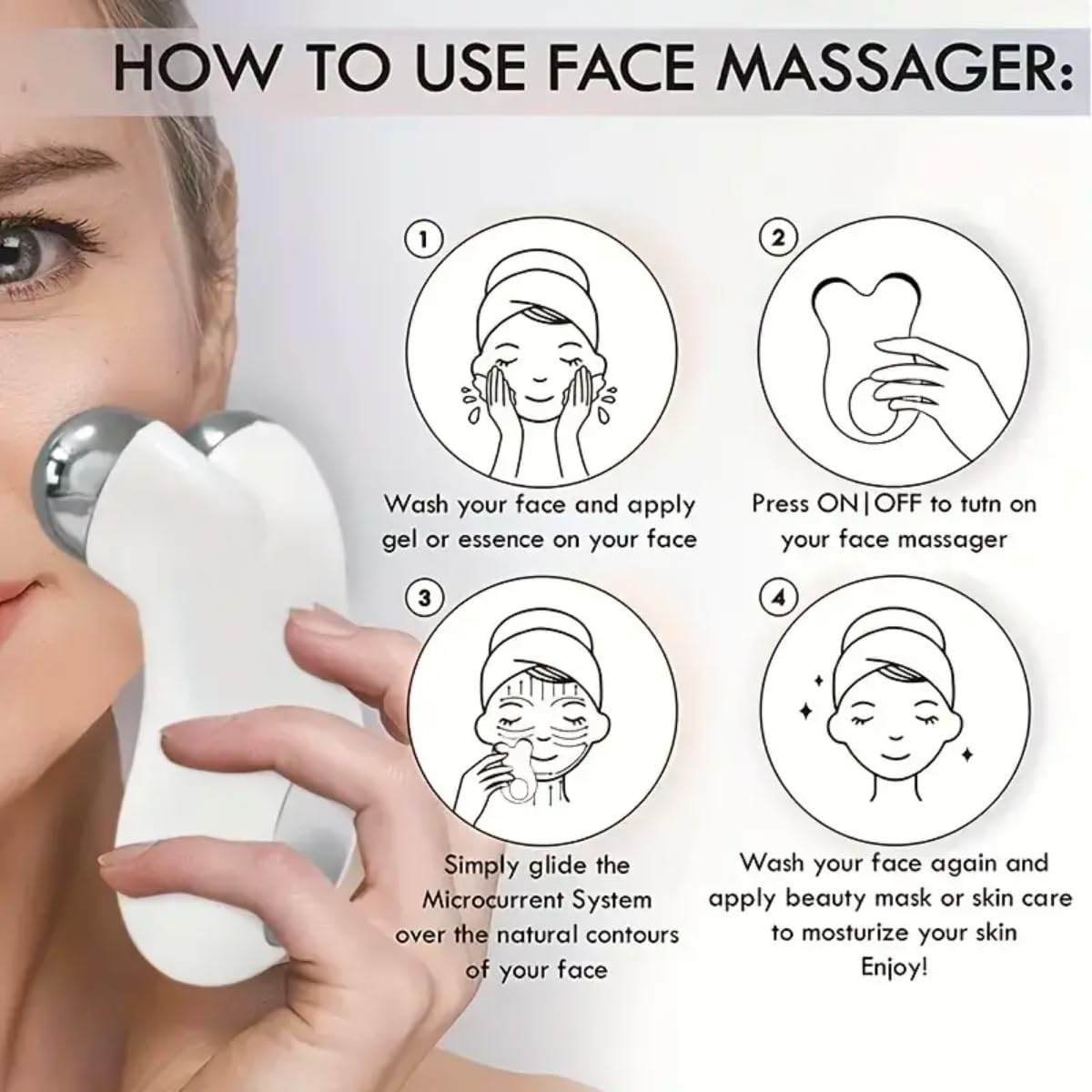 Microcurrent V-Face Tool Mini masajeador eléctrico para antienvejecimiento, reducción de arrugas, spa de rejuvenecimiento, estiramiento facial