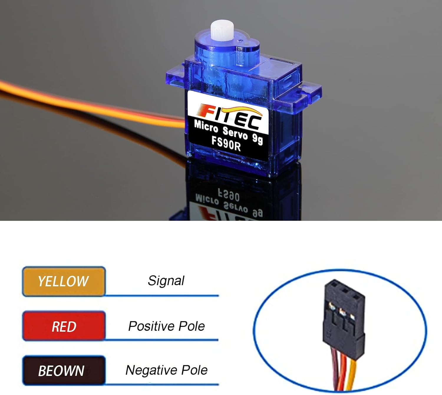 FEETECH 90R 5packs Servos continuos de 360 grados con carcasa de plástico