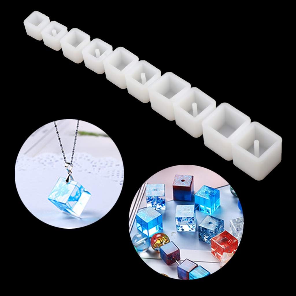 Molde de bolas de silicona con agujero redondo de resina epoxi para joyería, proyecto de manualidades T, 20 unidades