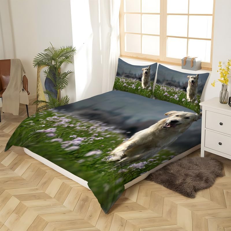 Juego de funda de edredón tamaño individual de cachorro gris oscuro, juego de ropa de cama individual con estampado de animales, funda de edredón de