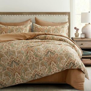 Get Bed Ready Juego de funda de edredón de medallón de cachemira bohemio, alfombra tradicional antigua de damasco vintage, patrón bohemio, elegante Get Bed Ready Juego de funda de edredón de medallón de cachemira bohemio, alfombra tradicional antigua de damasco vintage, patrón bohemio, elegante