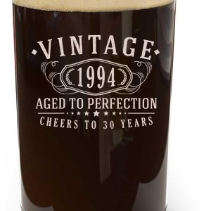 Taza de vidrio para beber café vintage de 16 onzas grabadas de 16 onzas Regalos de feliz cumpleaños 30 para mujeres y hombres, saludos a 30 años, Taza de vidrio para beber café vintage de 16 onzas grabadas de 16 onzas Regalos de feliz cumpleaños 30 para mujeres y hombres, saludos a 30 años,