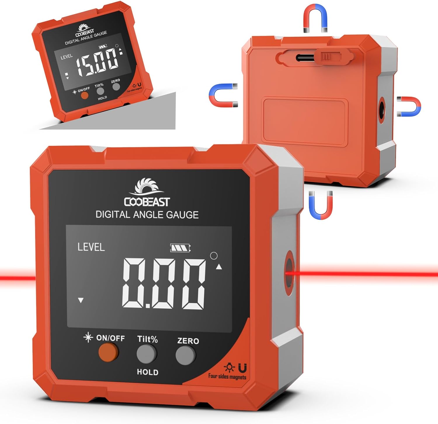 Buscador de ángulo digital magnético, medidor de ángulo digital recargable, mini transportador angular, herramienta de medición para sierra de mesa