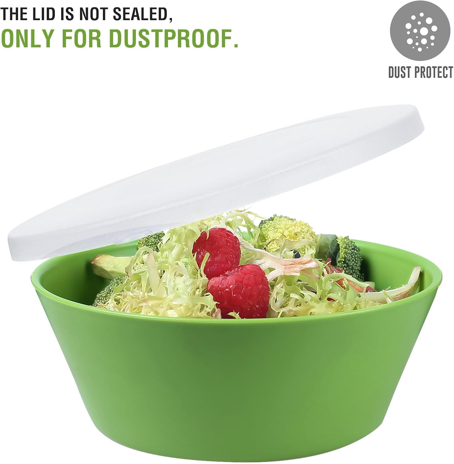 shopwithgreen Tazones de plástico para cereales con tapa a prueba de polvo, cuencos reutilizables para cocina, juego de 6, aptos para microondas y