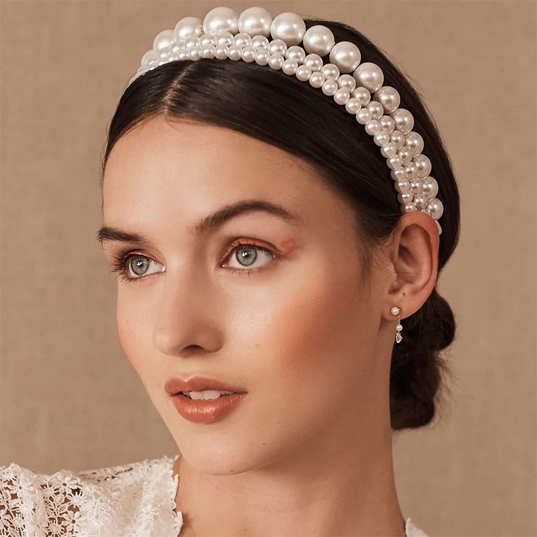 Diademas completas para mujer, elegantes aros de cristal blanco con perlas para el cabello, accesorios para el cabello, perlas, vintage, grandes,