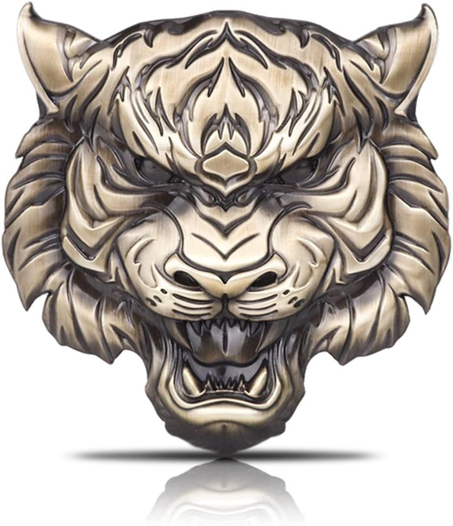 Emblema de metal de cara de tigre, emblema de automóvil, decoración de animales 3D, calcomanía de metal para automóvil, calcomanía de decoración