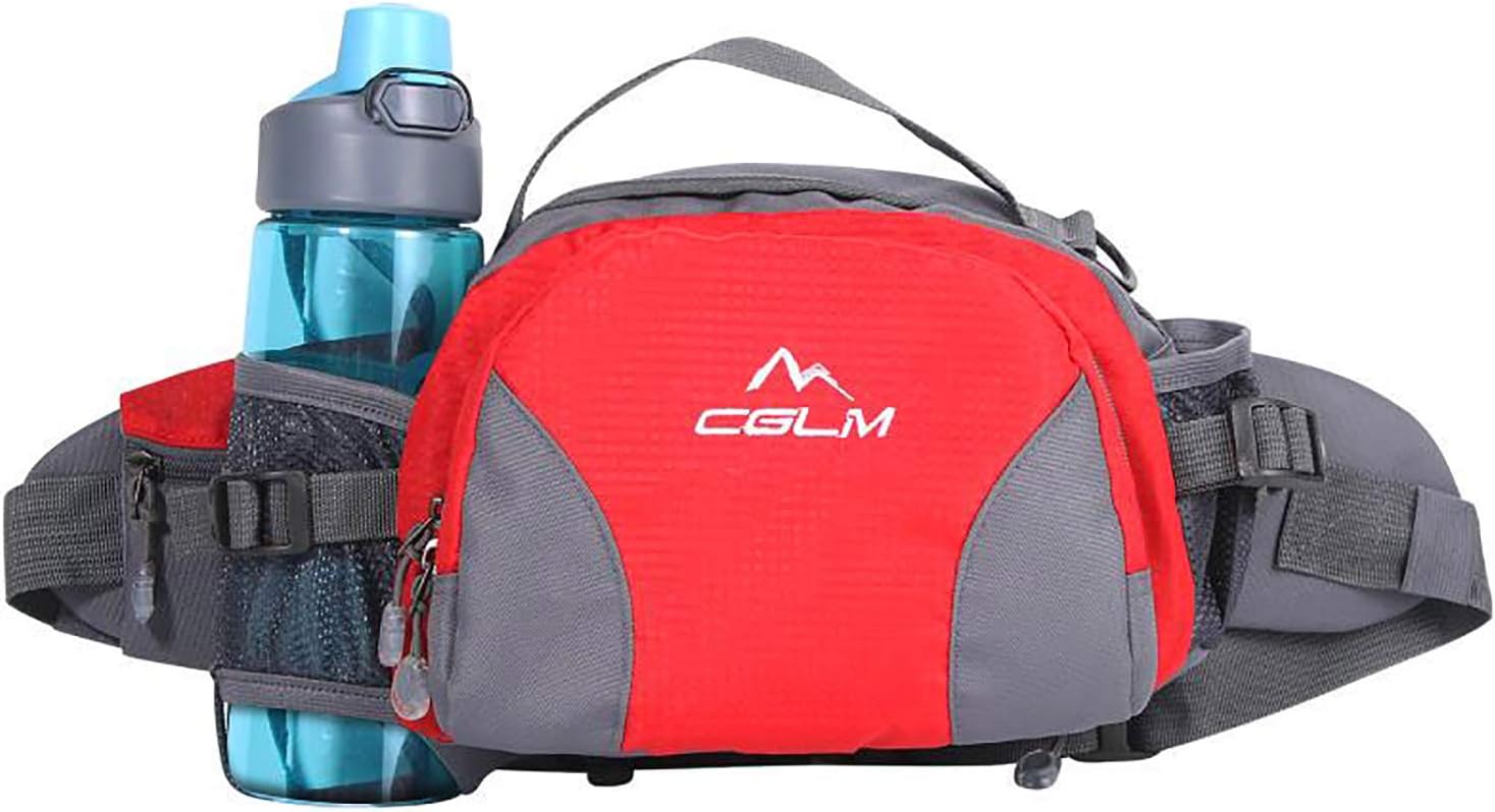Riñonera de senderismo con soporte para botella de agua para hombres y mujeres al aire libre, caminar, correr, lumbar compatible con teléfonos