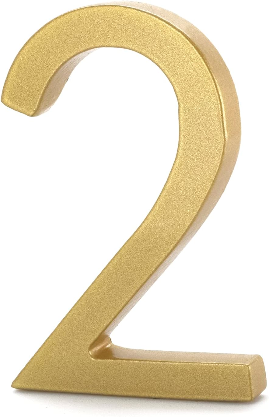 Montague Metal Products MHN-16-F-GD1-2 Números flotantes modernos de aluminio cepillado sólido, 16 pulgadas, oro recubierto de polvo