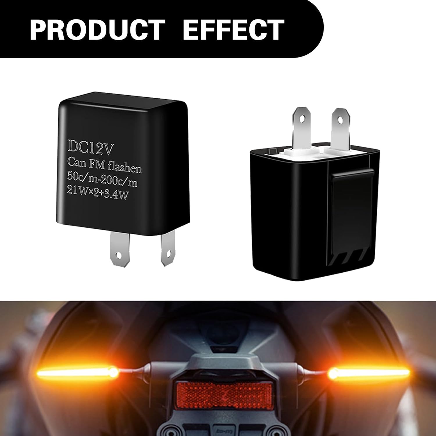 cueclue 4 relés intermitentes para automóvil, DC12V de dos pines LED de frecuencia ajustable, relé de señal de giro de frecuencia ajustable,
