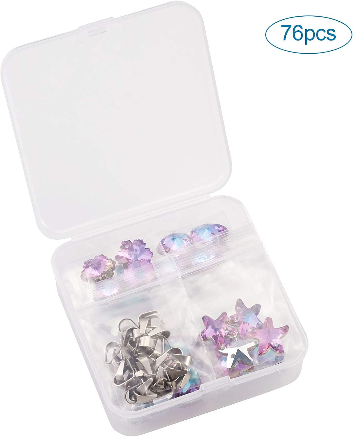 Cheriswelry 36 colgantes de cristal facetado K9 de 9 estilos, dijes colgantes de piedra natal iridiscente mixta, cuentas colgantes con conectores de