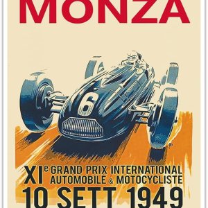 1949 Monza Grand Prix – Póster de carreras de coches vintage, impresión maestra (sin marco) 12 x 18 pulgadas 1949 Monza Grand Prix – Póster de carreras de coches vintage, impresión maestra (sin marco) 12 x 18 pulgadas