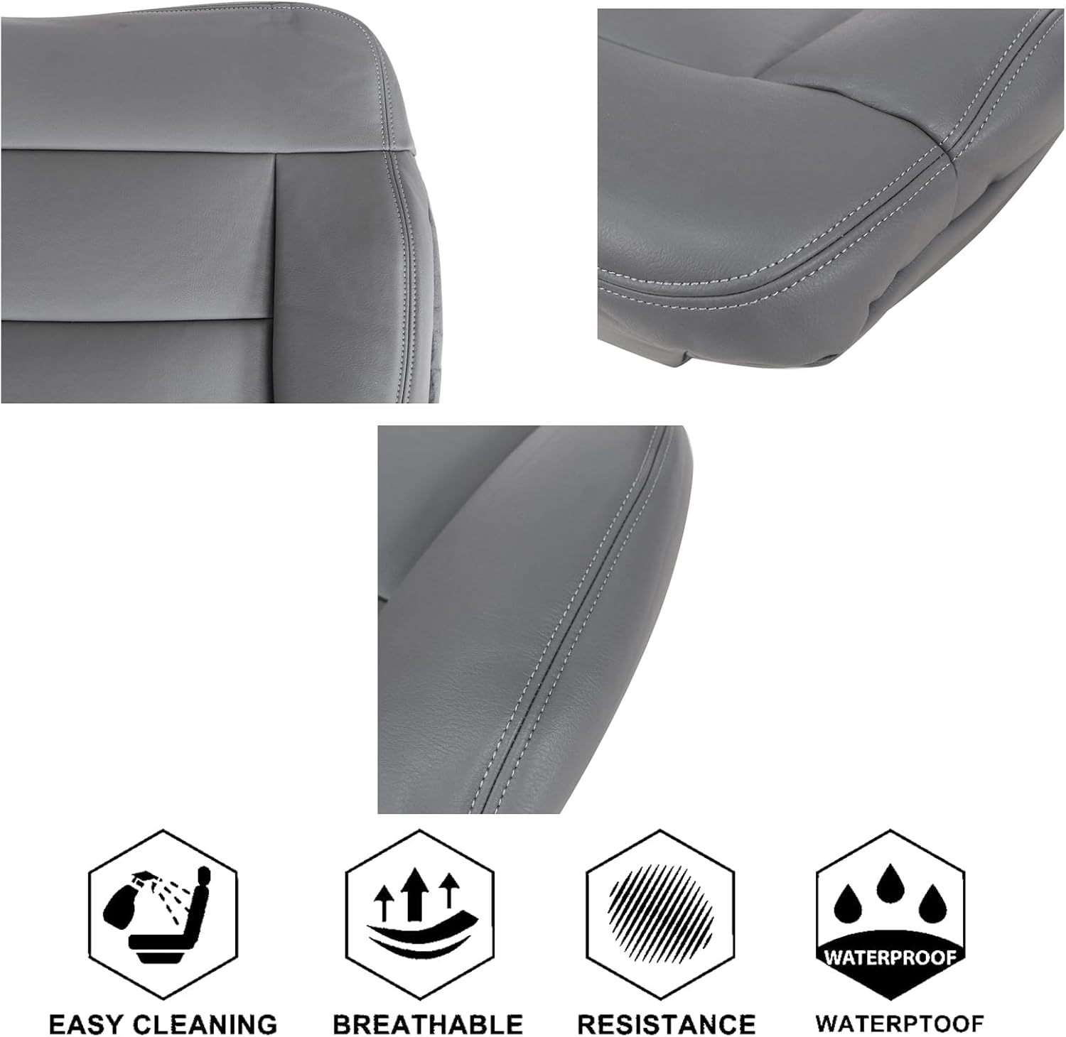 Funda de asiento de repuesto para parte inferior del conductor, piel de microfibra gris, compatible con Ford F150 Lariat 2004 2005 2006 2007 2008