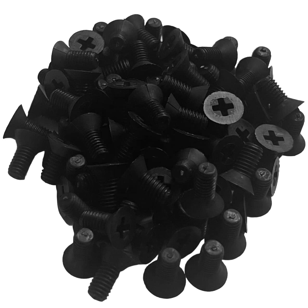 NACX Tornillos Phillips de cabeza plana de nailon M5 x 0.394 in Tornillos de máquina avellanados negros, 100 unidades