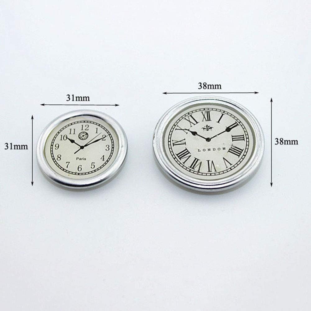 Reloj de pared redondo en miniatura de resina, accesorios de decoración de casa de muñecas, juguete blanco