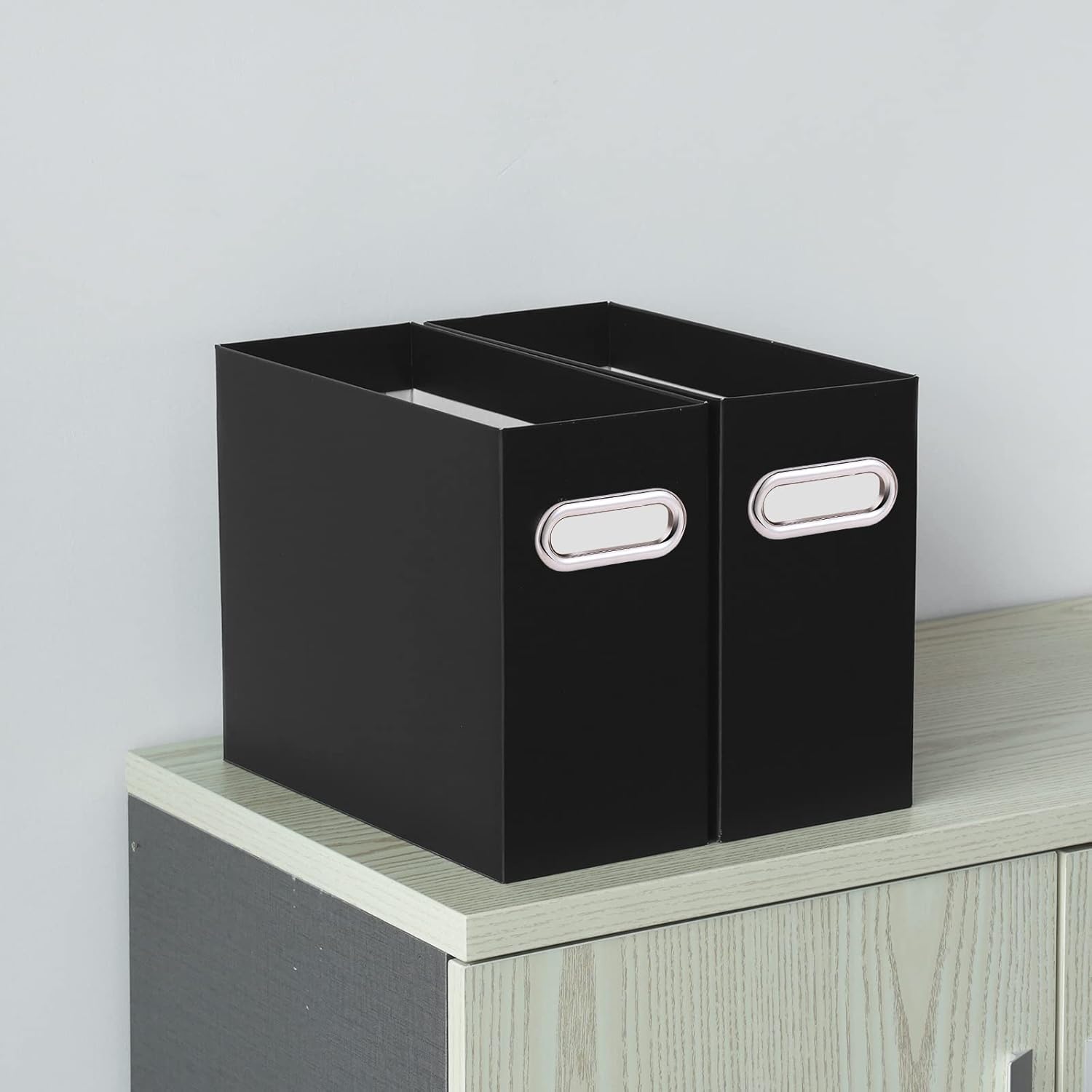 Oterri Organizador de archivos, caja de almacenamiento pequeña, organizador de carpetas de archivos de cartón, caja de archivos plegable,