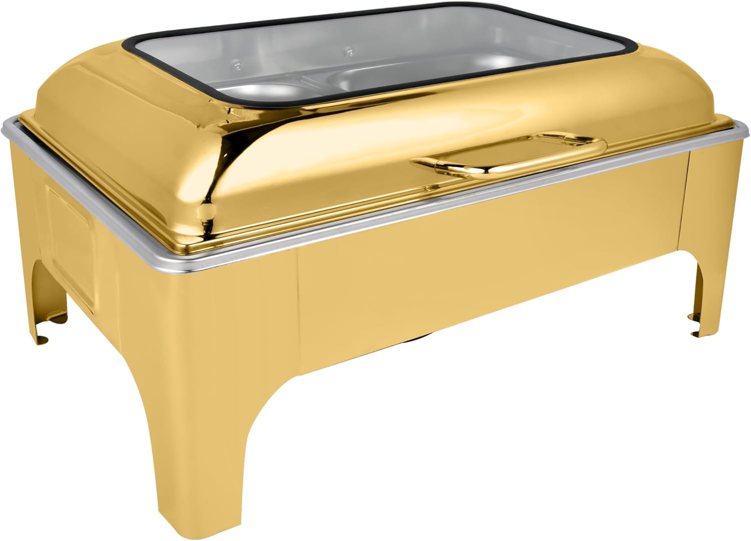 Golden Chafing Dish – Juego de bufé de 9 cuartos de galón, calentadores de alimentos y calentadores con tapas para fiestas, bufés, bandejas de