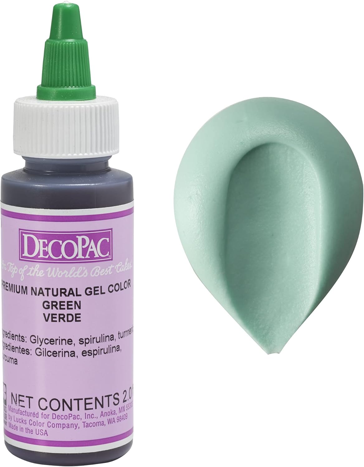 DecoPac Gel de color verde totalmente natural de 2 onzas