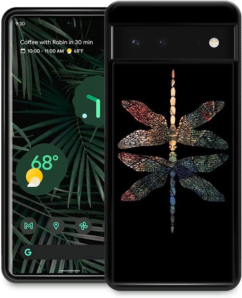 ZHEGAILIAN Funda compatible con Google Pixel 7, diseño colorido de libélula en la parte posterior, silicona suave, TPU anticaída, antideslizante,
