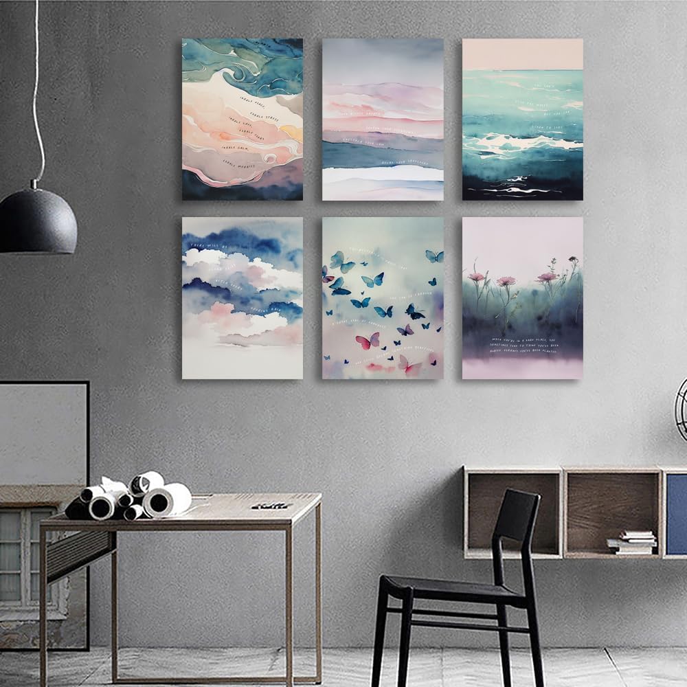 6 pósteres de salud mental, arte de pared para terapia de ansiedad, motivacional, decoración de oficina para citas positivas, lienzo inspirador para