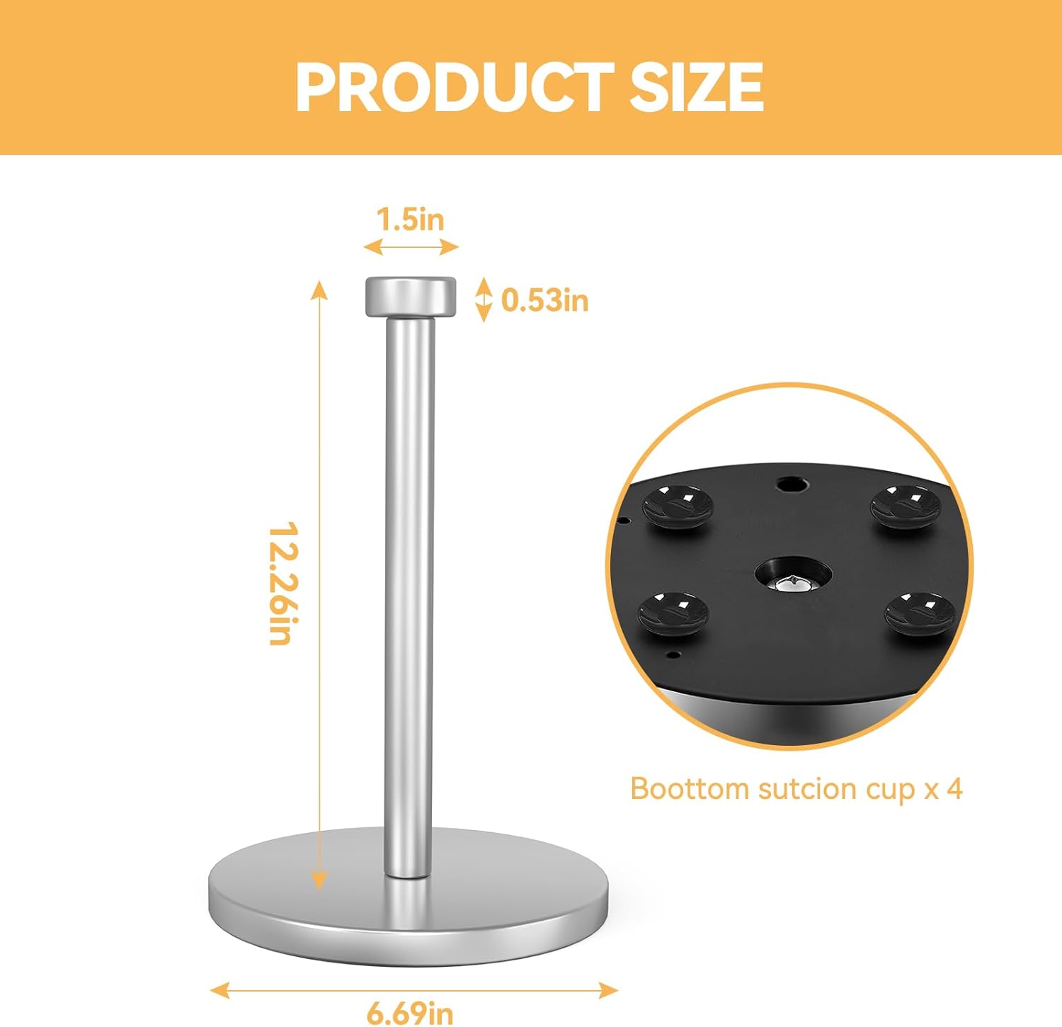 Soporte para toallas de papel, paquete de 2 soportes para toallas de papel para encimera de cocina, soporte de toalla de papel de acero inoxidable