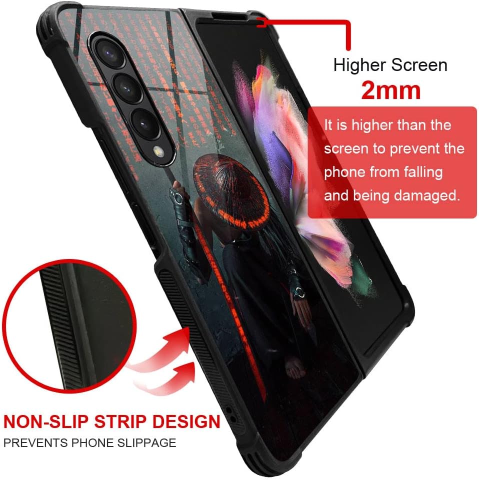 Funda compatible con Galaxy Z fold 3 5G, Samurai Galaxy Z fold 3 5G, patrón para niños y hombres, funda antiarañazos a prueba de golpes para Z fold