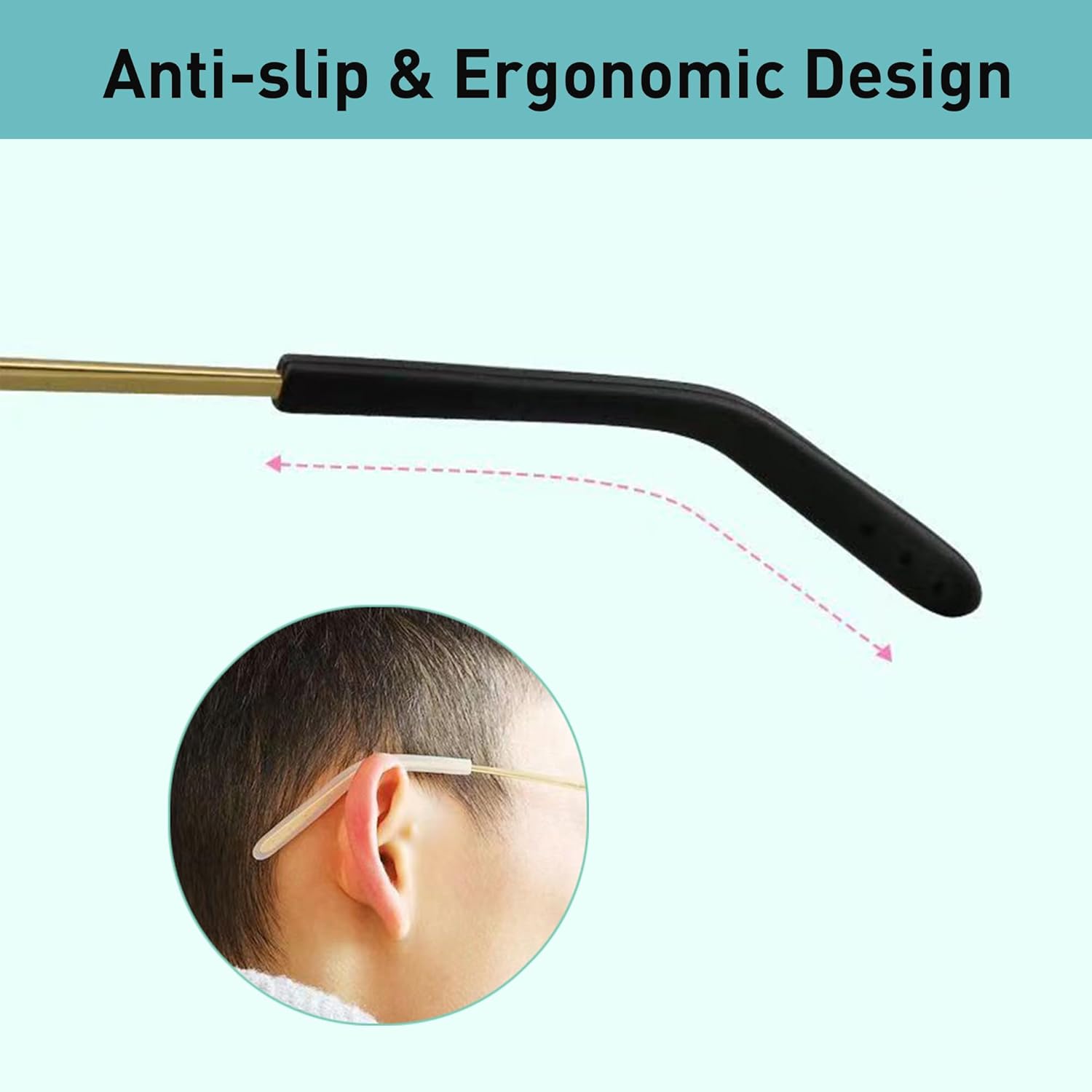 Puntas de extremo de las patillas para lentes antideslizantes, funda de tubo de silicona suave, retenedores de repuesto para patas planas de metal