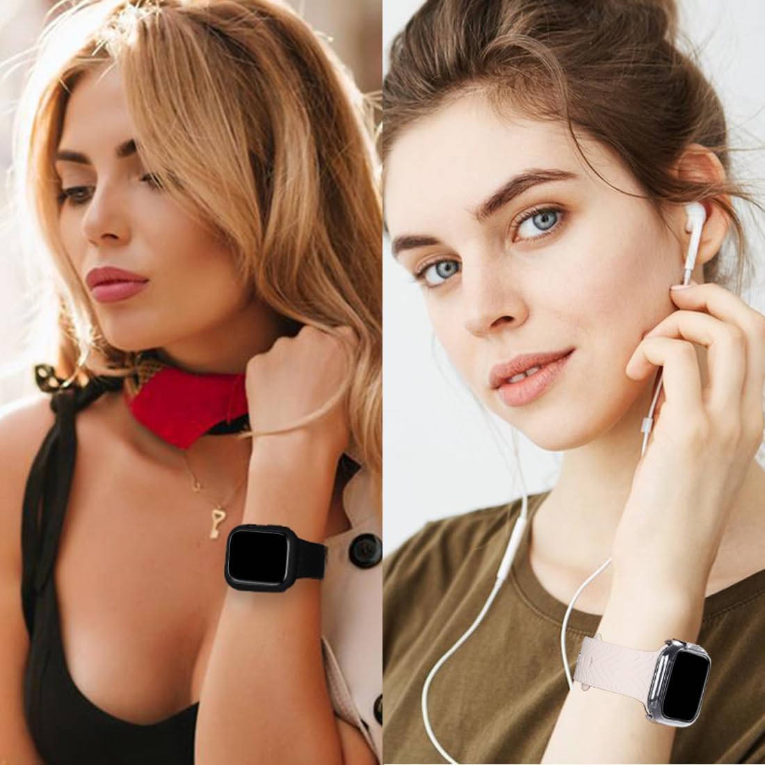 4 fundas para Apple Watch con protector de pantalla de vidrio templado ultrafino compatible con iWatch Series 1.732 in
