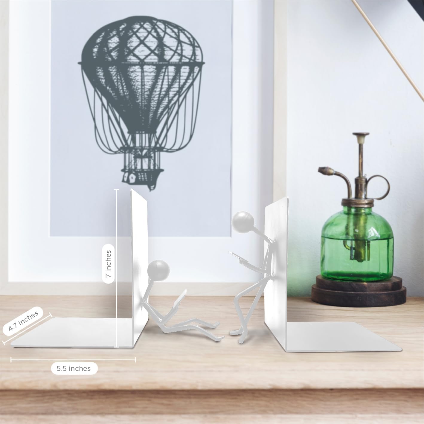 Sujetalibros de escritorio de oficina únicos de metal resistente para uso como decoración de estanterías, hogar, oficina o estantes de cocina. Tapón